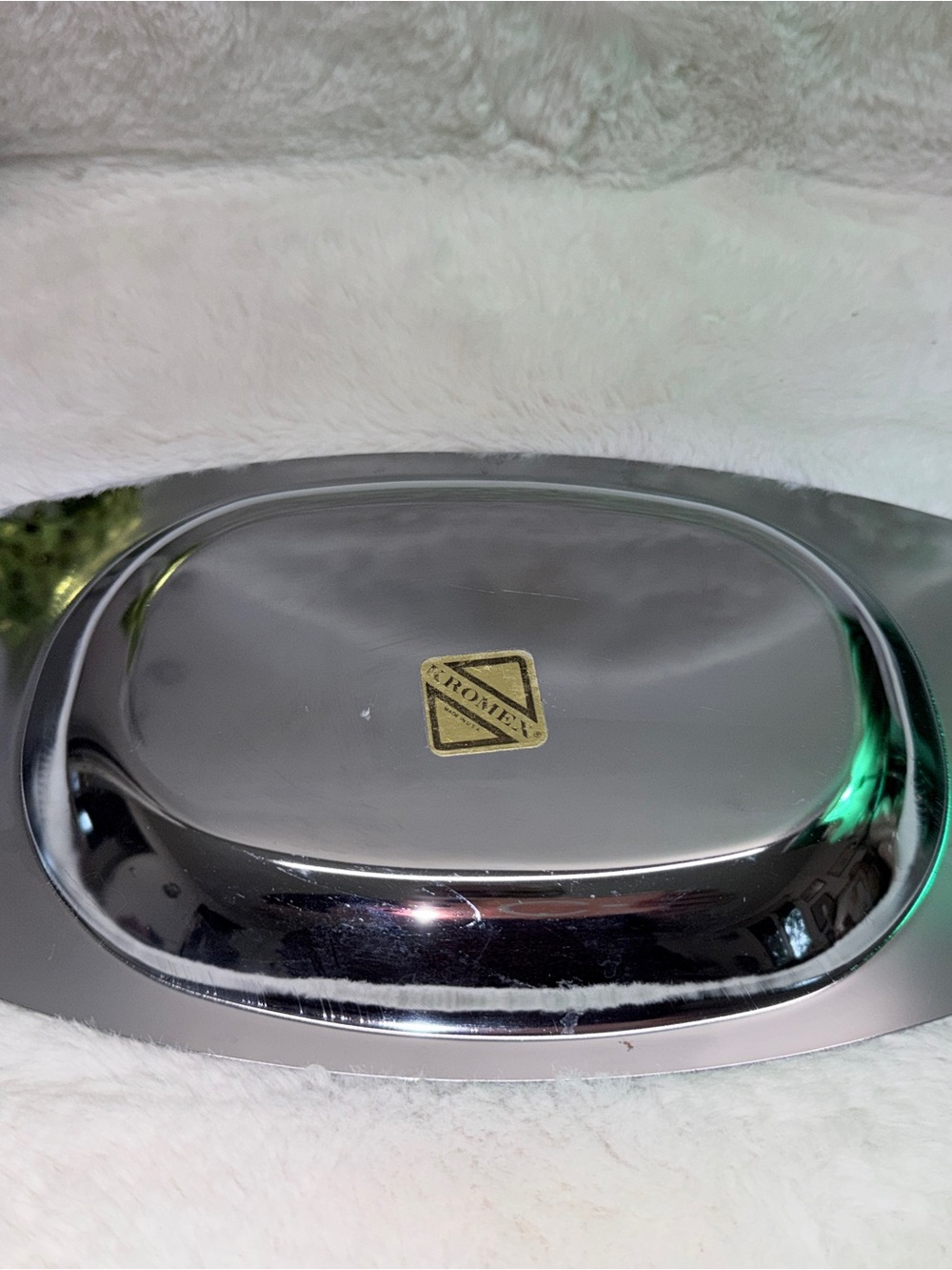 Set of Chrome Serving Tray w/ Burgundy Handles & Chromex 12x6” Serving Dish 🔥 - Picture 4 of 6